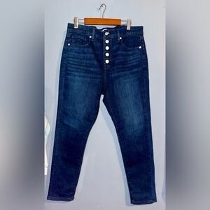 LOFT High Rise Button Fly Skinny Jeans Size 10 / 30 Dark Wash
